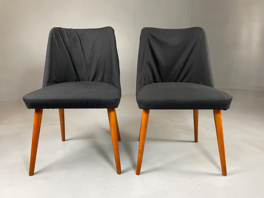 Danish Pair of Mid Century Beech & Fabric Chairs, Retro, Vintage EB4602 MNOR - UKDK FURNITURE