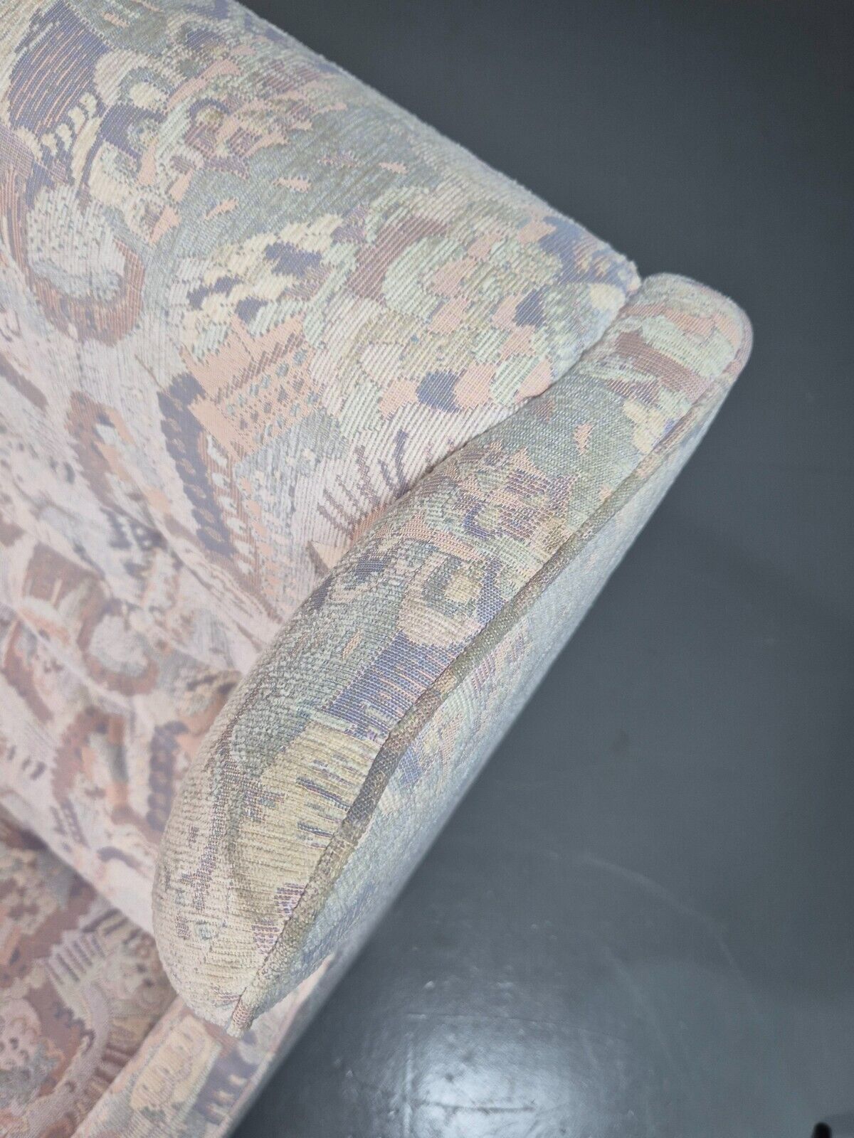 2 Vintage Danish Wing Back Lounge Chairs Cotton 1980s Fabric Retro EB8289 MNOR - UKDK FURNITURE
