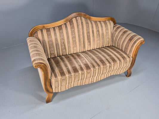 Vintage Danish Empire Style 2 Seat Settee Brown and Cream Antique EB9541 V2SS - UKDK FURNITURE