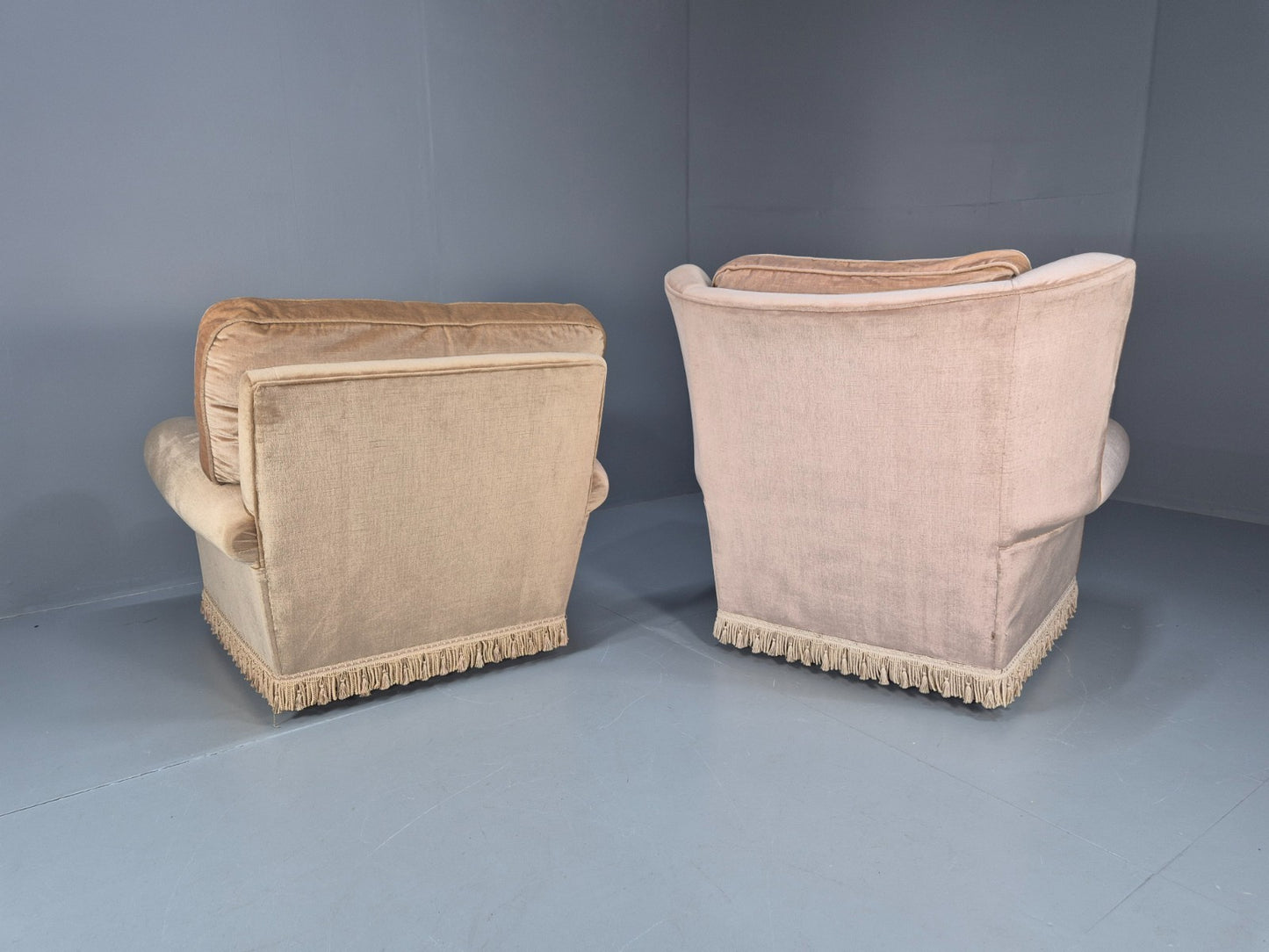 1970s Luxury Lounge Chairs Lowback and Wingback Gold Velour Retro  EB10631 VCLO7