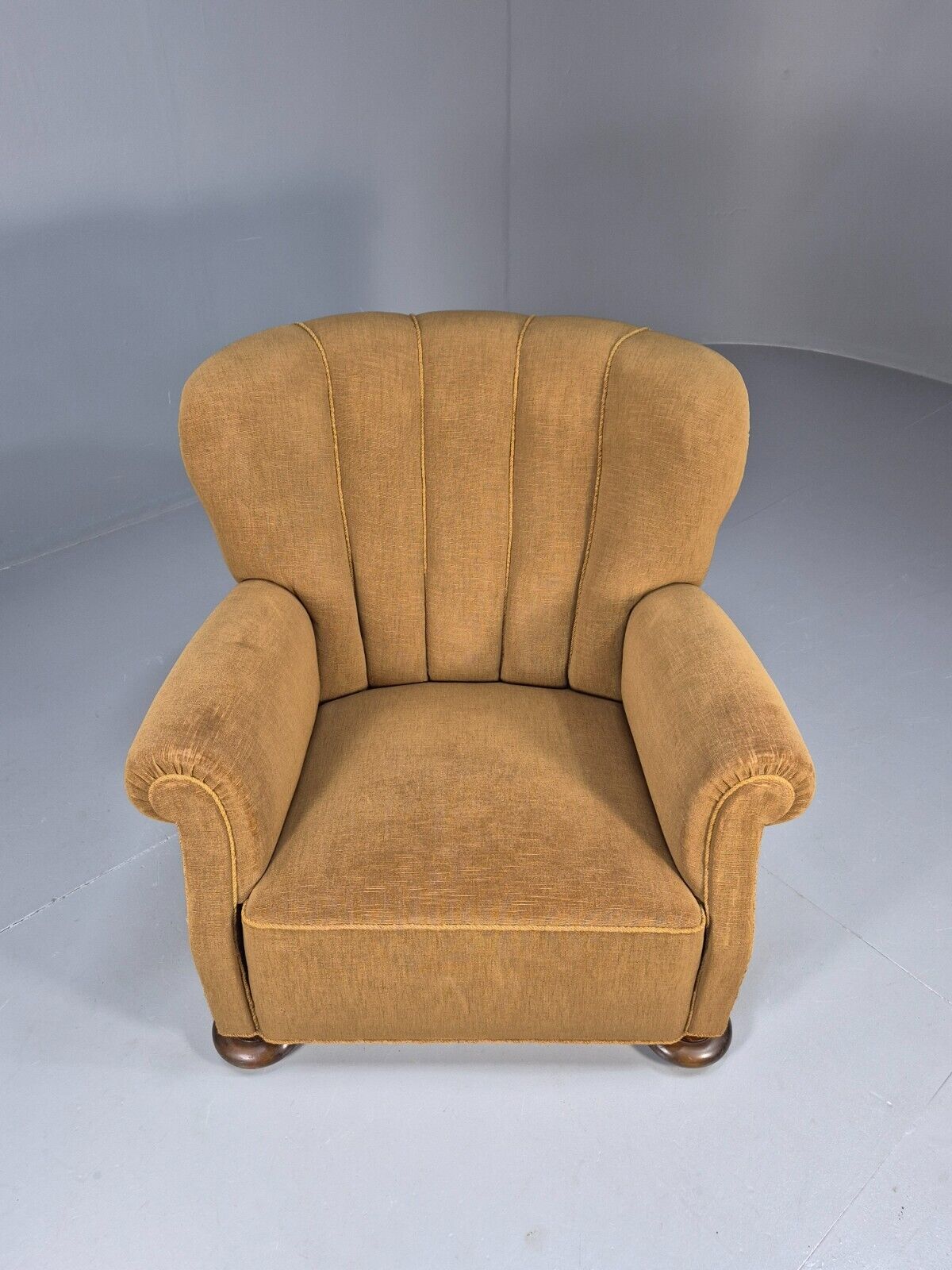 EB8932 Vintage Danish Lounge Chair Gold Velour Shell Back Deco 1930s EB8932 VCLO - UKDK FURNITURE