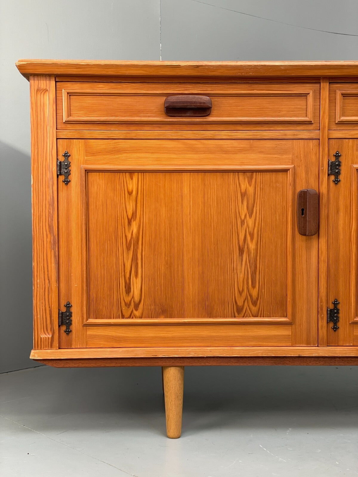 Vintage Pine Sideboard With Teak Handles Retro Unique Design EB9427 MWOO - UKDK FURNITURE