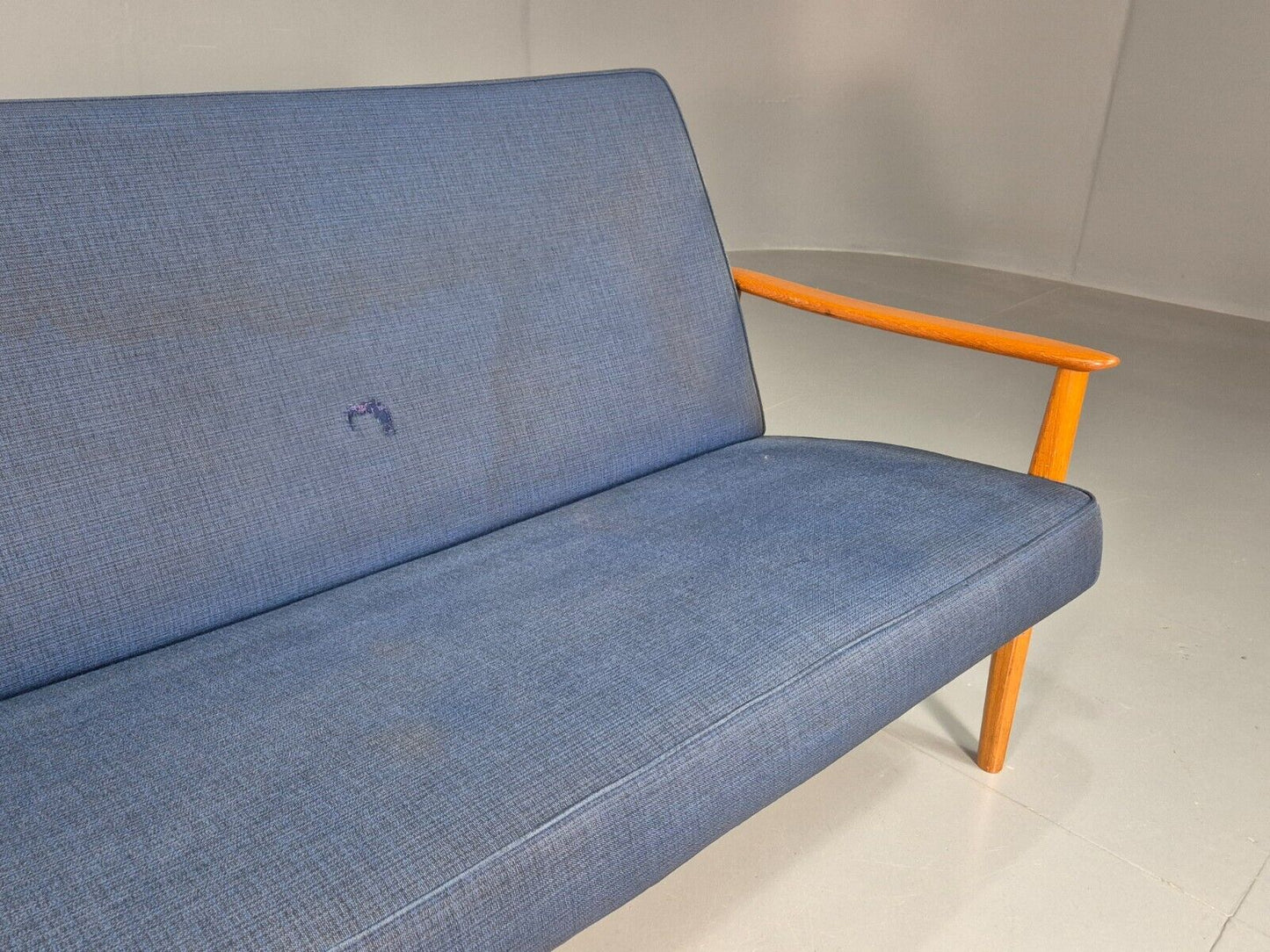 Vintage Swedish 2 Seat Sofa Blue Teak Frame 1960s Retro MCM EB7752 M3SS - UKDK FURNITURE