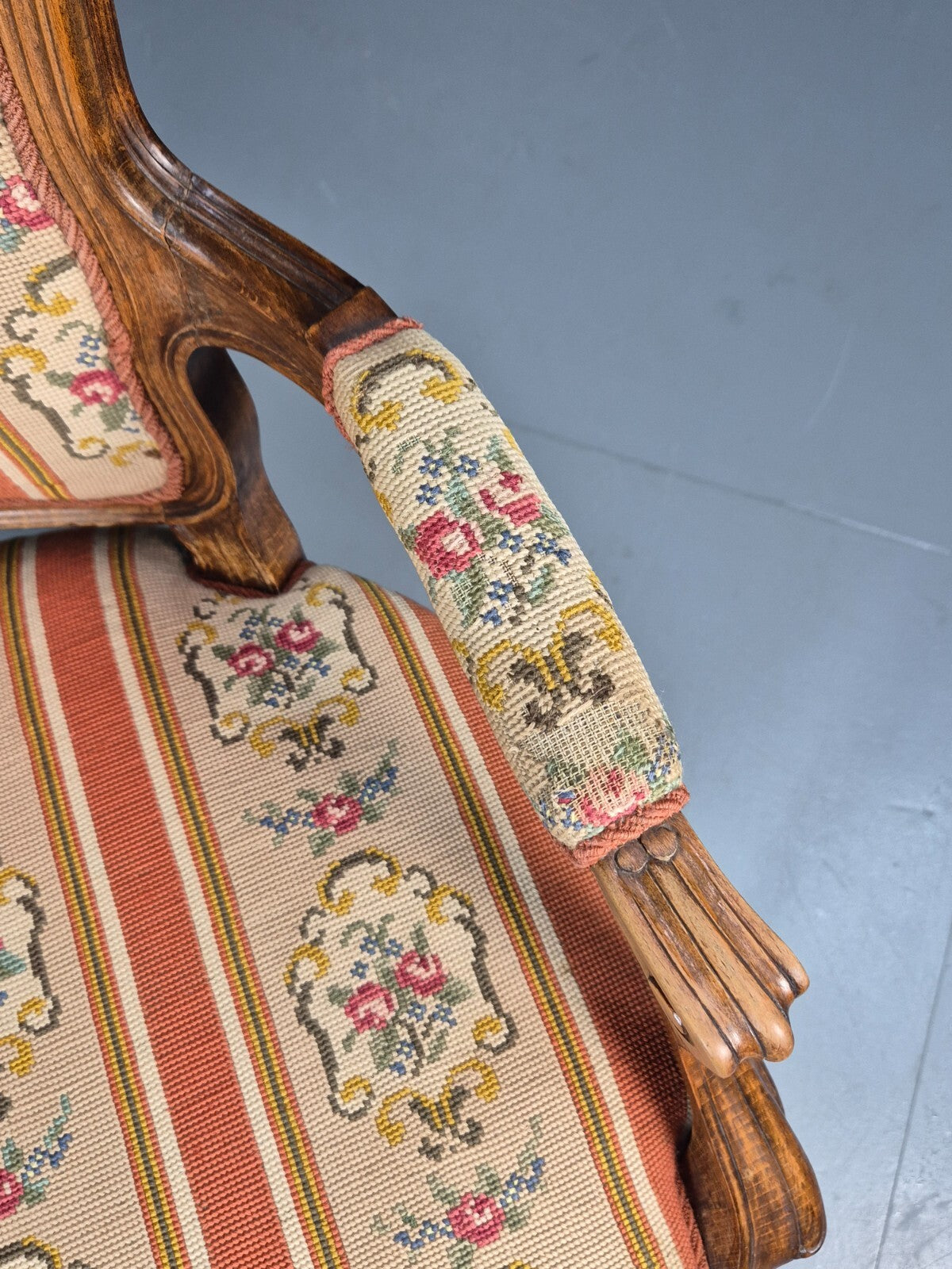 Vintage Danish Armchair in French Rococo Style Floral 1960s EB9618 VCAR - UKDK FURNITURE
