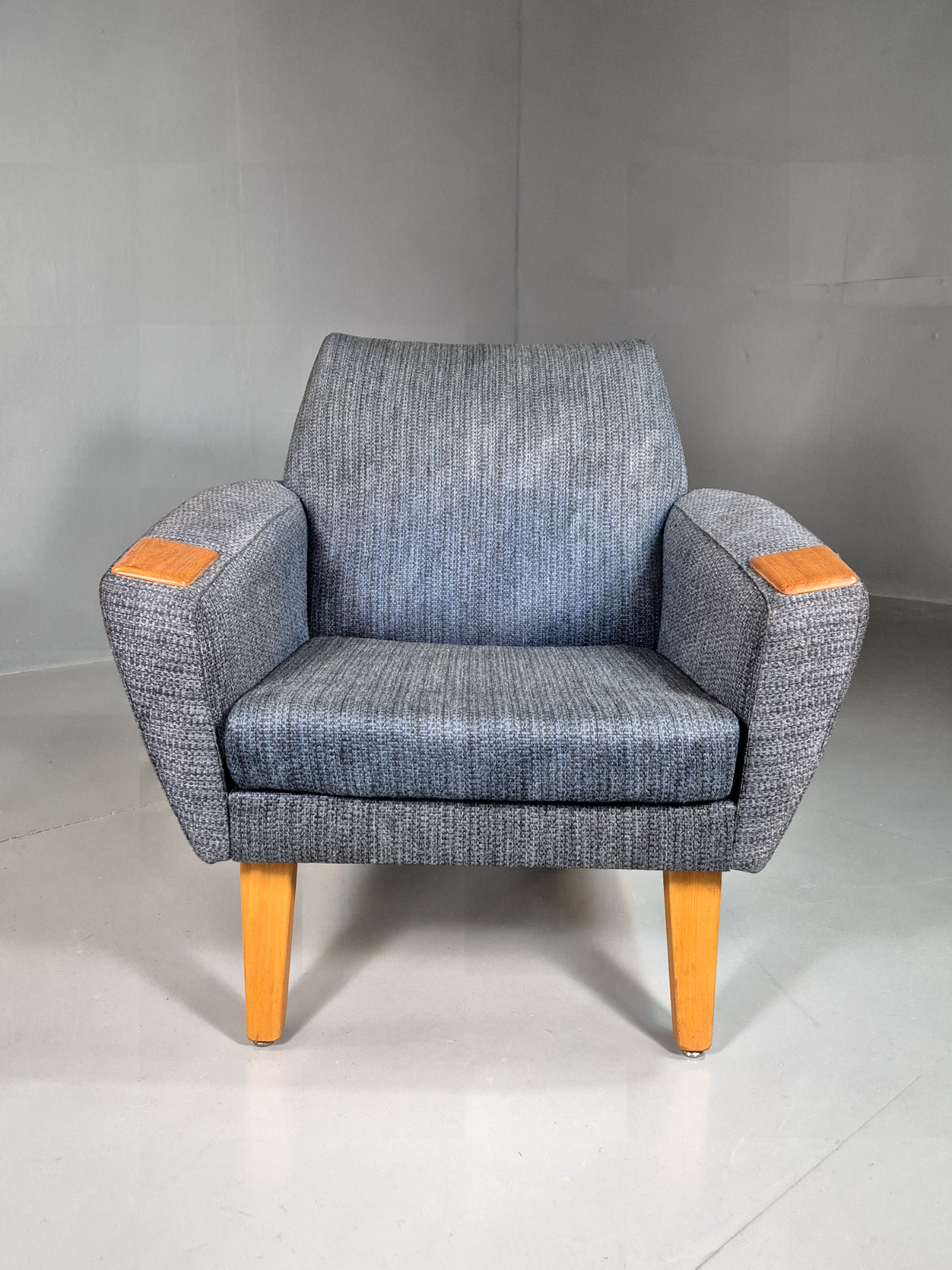 Vintage Swedish Lounge Chair Blue Wool Teak Paws 1960s Retro MCM EB7510 MNOR - UKDK FURNITURE