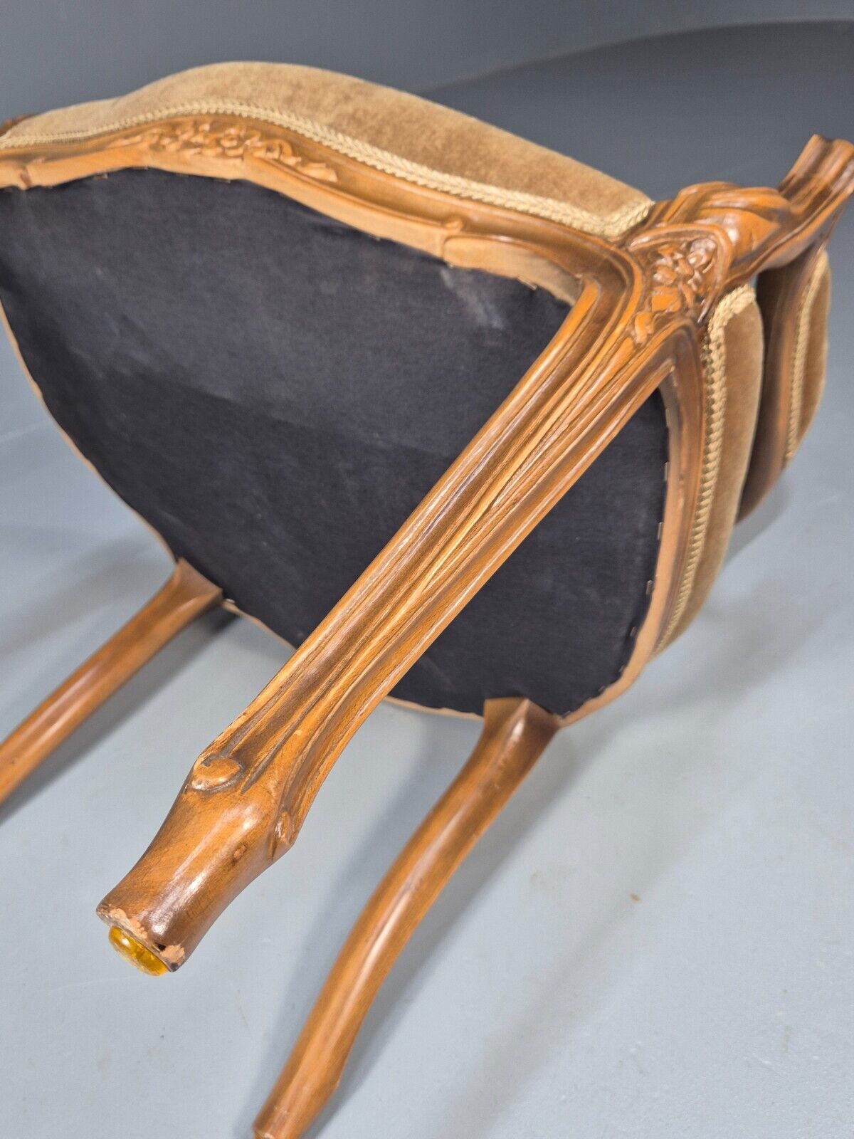 Vintage Danish Lounge Chair Gold Velour Antique French Style EB8993 VCLO - UKDK FURNITURE