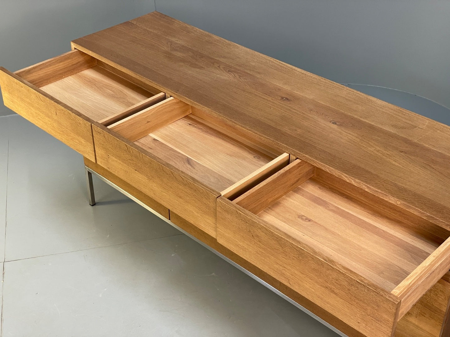 Modern Solid Oak Sideboard Ligna By Ethnicraft Steel Base EB9836 MWOO - UKDK FURNITURE
