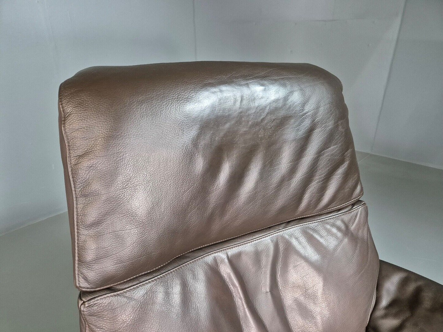 Vintage Danish Swivel Lounge Chair Footstool Brown Leather Retro EB7507 MSWI - UKDK FURNITURE