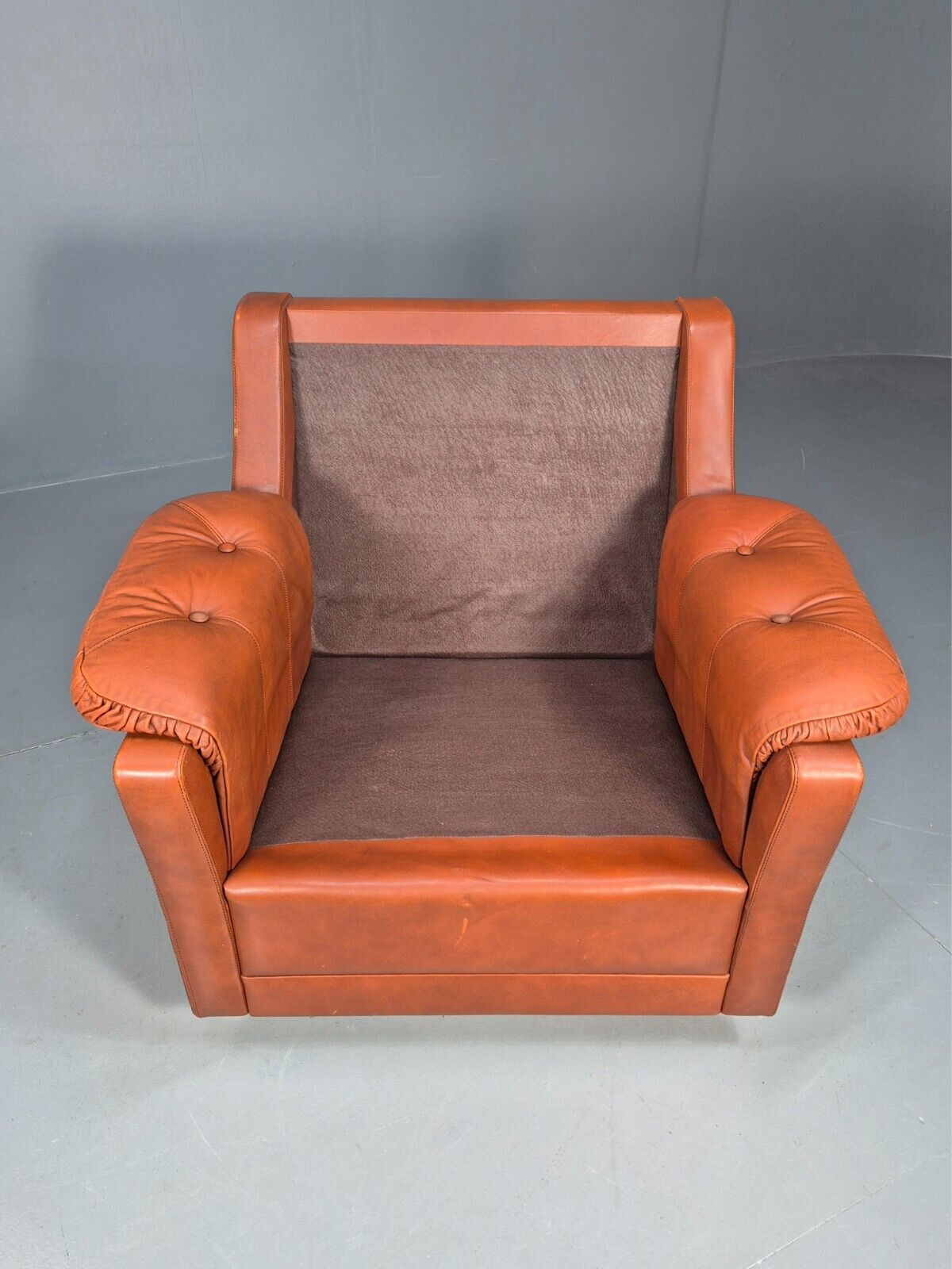 Vintage Danish Lounge Char Tan Leather 1970s Retro MCM EB8478 MNOR - UKDK FURNITURE