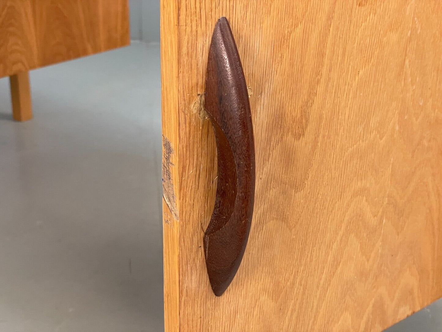 Vintage Danish Oak Desk Teak Handles With Drawers And Storage EB8722 MWOO - UKDK FURNITURE