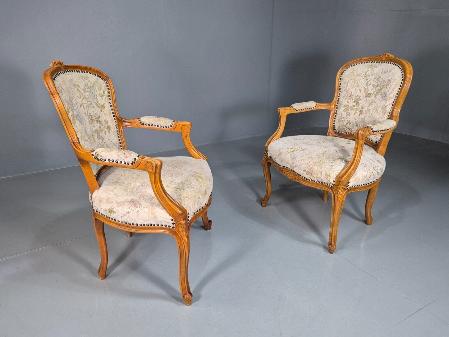 2 Vintage Danish Fauteuil Lounge Chairs Louis XVI Style 1970s Built EB7606 VCLO - UKDK FURNITURE