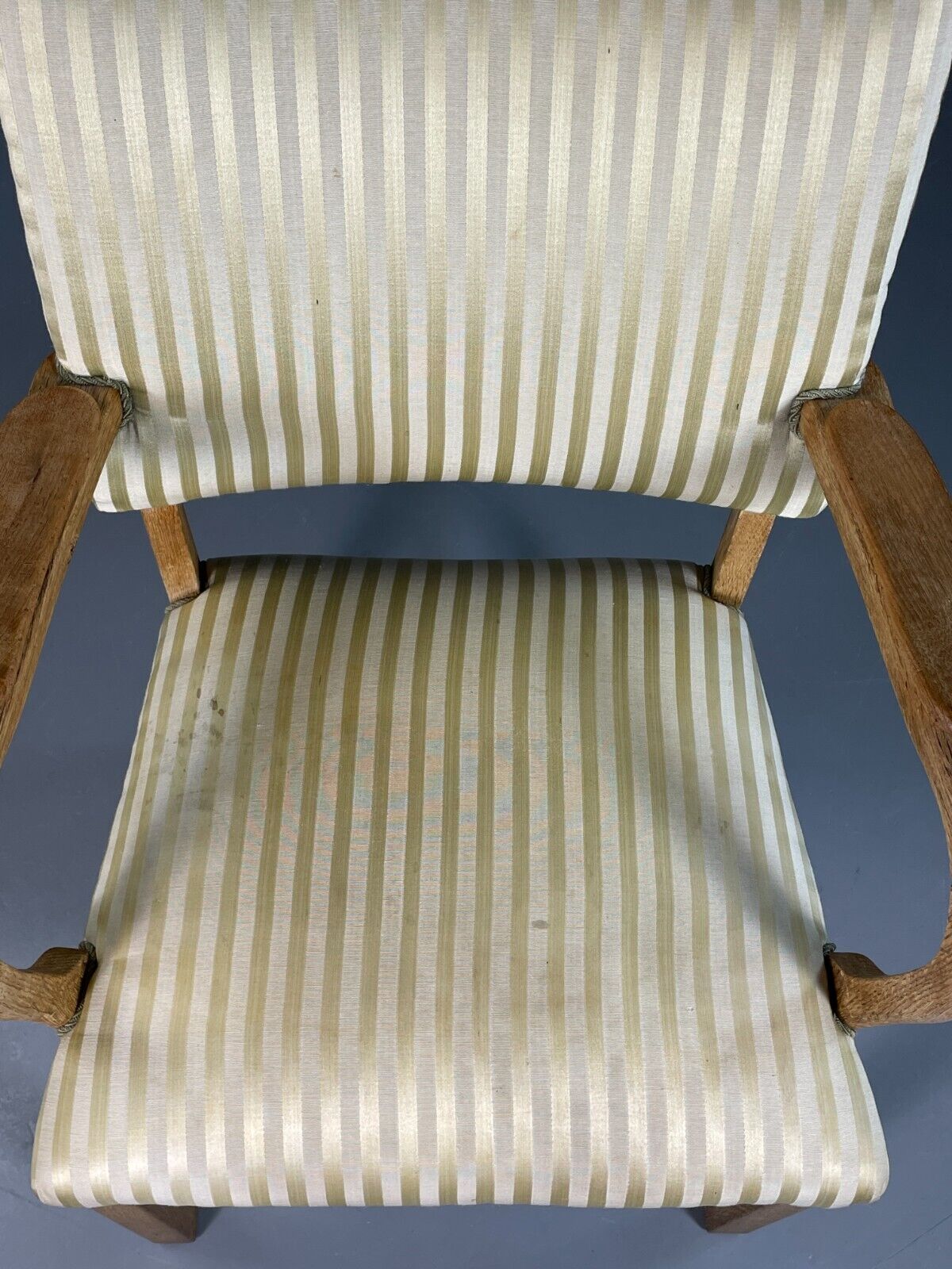 Vintage Danish Desk Chair Green Stripe Oak Frame 1950s Retro MCM EB6706 MDIN - UKDK FURNITURE