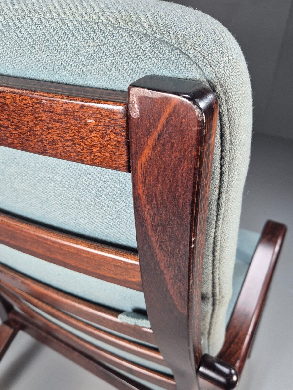 Vintage Danish Lounge Chair Blue Wool Bentwood Stouby 1980s Retro EB8849 NCLO - UKDK FURNITURE