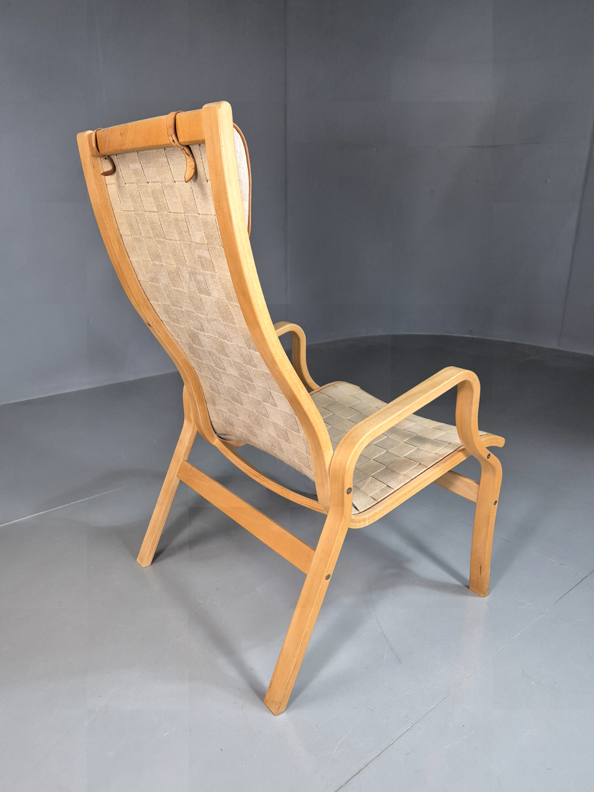 Vintage Danish Lounge Chair Canvas Bentwood Ostergaard Retro MCM EB7349 MBEN - UKDK FURNITURE