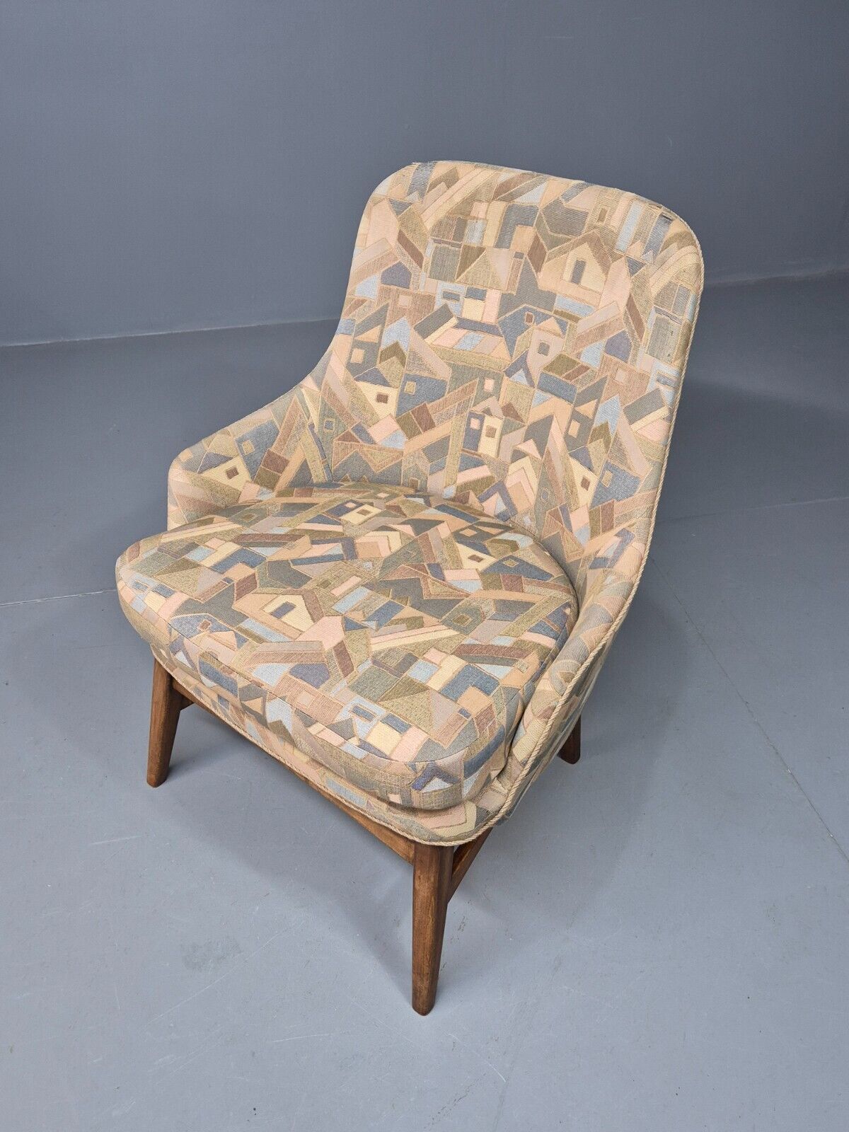 Vintage Danish Lounge Chair Multi Coloured Curved Retro 1950s MCM EB8253 MNOR - UKDK FURNITURE