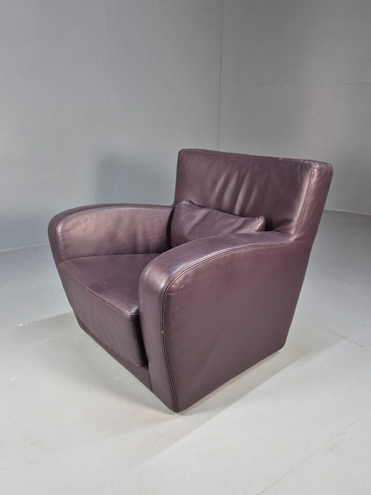 A Vintage Ligne Roset Jonathan Burgundy Leather Club Chair EB9458 MNOR - UKDK FURNITURE