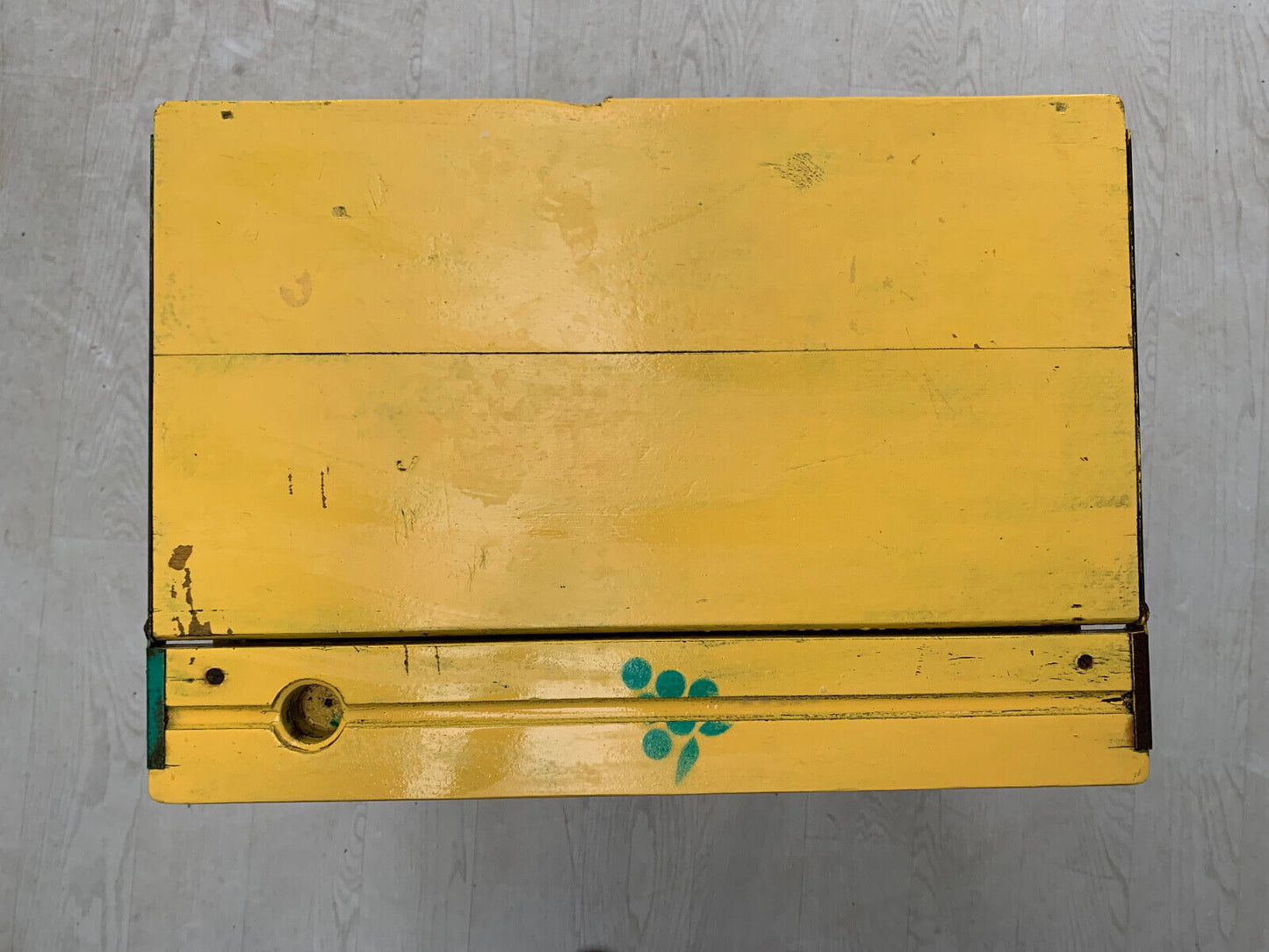 Yellow Painted Childrens School Desk with Green Grape Stencils EB2859 MWOO - UKDK FURNITURE