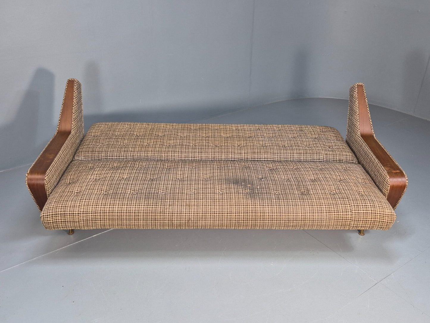 Vintage Mid Century Sofa Bed Teak Details to Arm 1960s Retro MCM EB9404 M4SS - UKDK FURNITURE