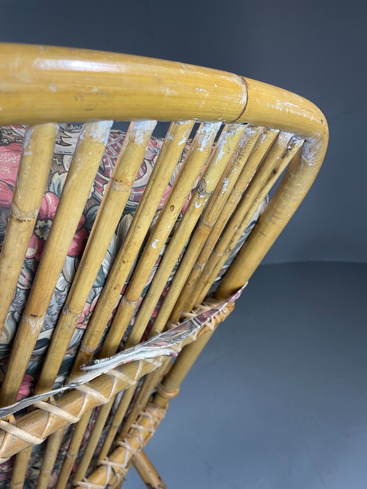Vintage Cane Rocking Chair Floral 1970s Retro EB6413 VBER - UKDK FURNITURE