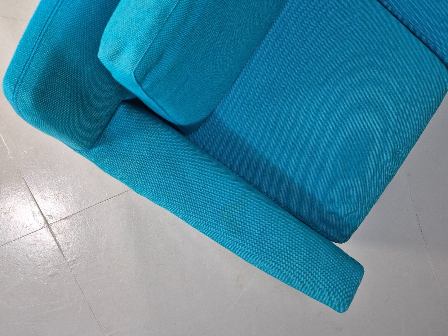 Vintage Danish 2 Seat Sofa Blue Wool Sled Base 1960s MCM Retro EB1372 M2SS - UKDK FURNITURE