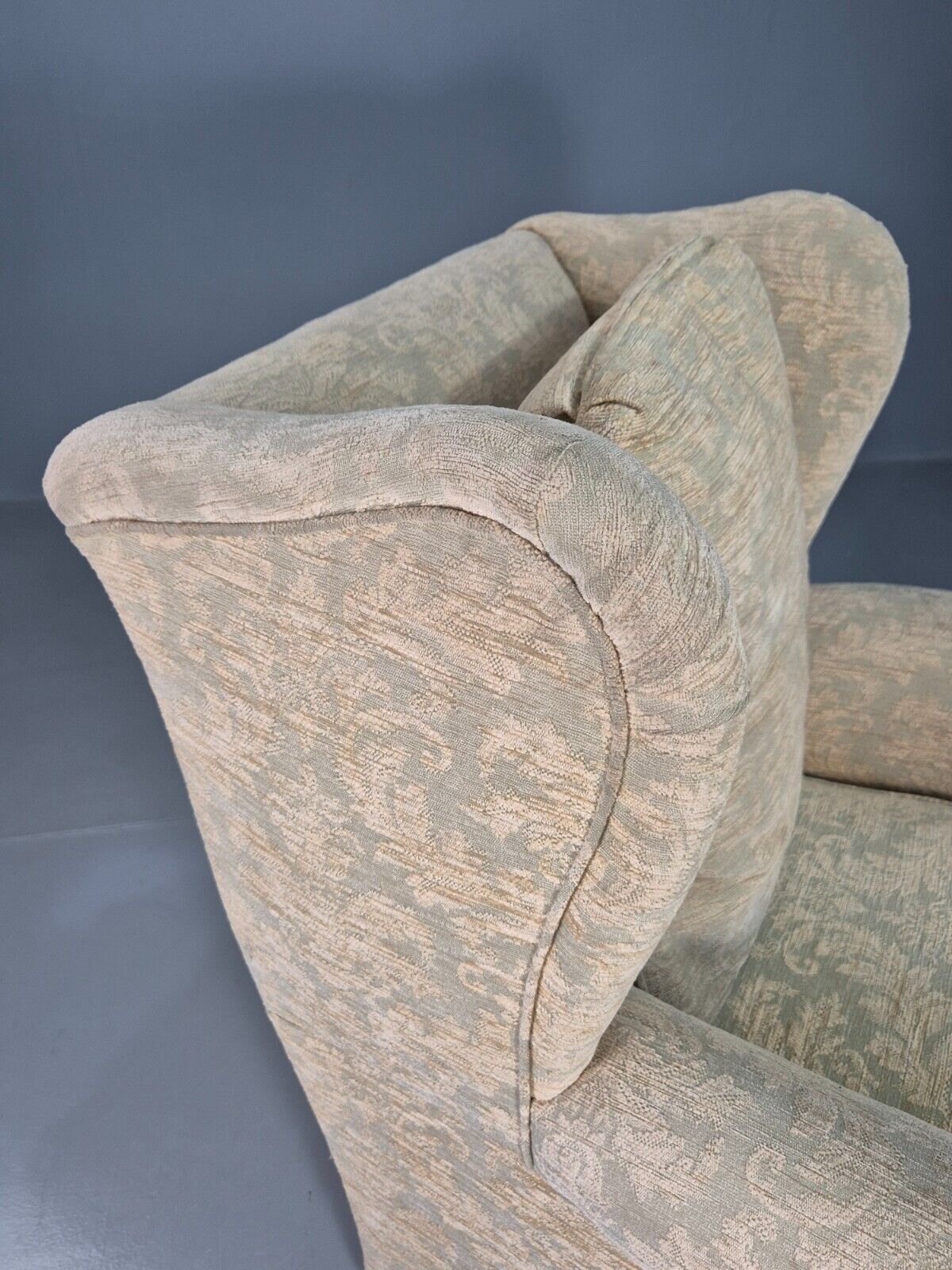 Vintage Wing Back Lounge Chair Floral Damask Edwardian Antique EB7787 MNOR - UKDK FURNITURE