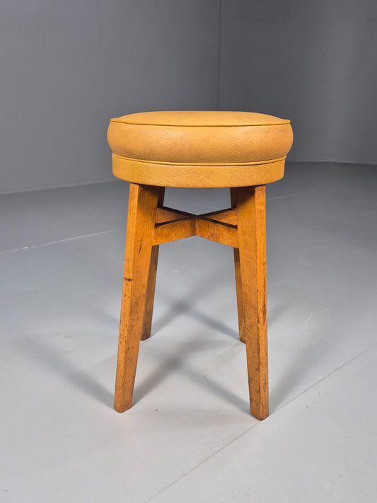 Vintage Mustard Vinyl Stool 1950s Mid Century EB9493 MFOO - UKDK FURNITURE