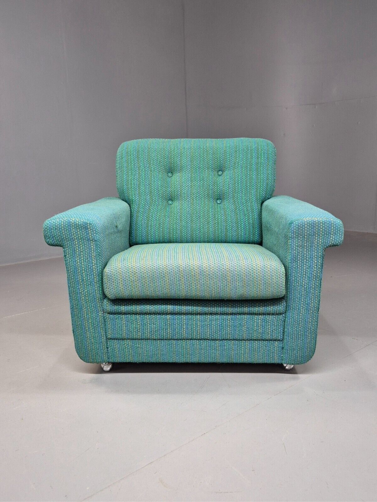 Vintage Danish Lounge Chair Blue Wool Retro MCM 1970s E8292 MNOR - UKDK FURNITURE