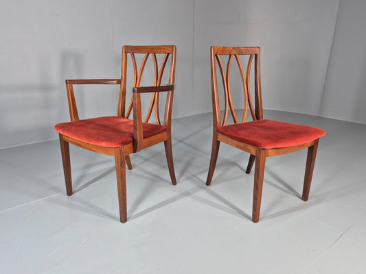 2 Vintage G Plan Teak Framed Dining Chairs Velour Seats 1 Elbow EB11817 MDIN1