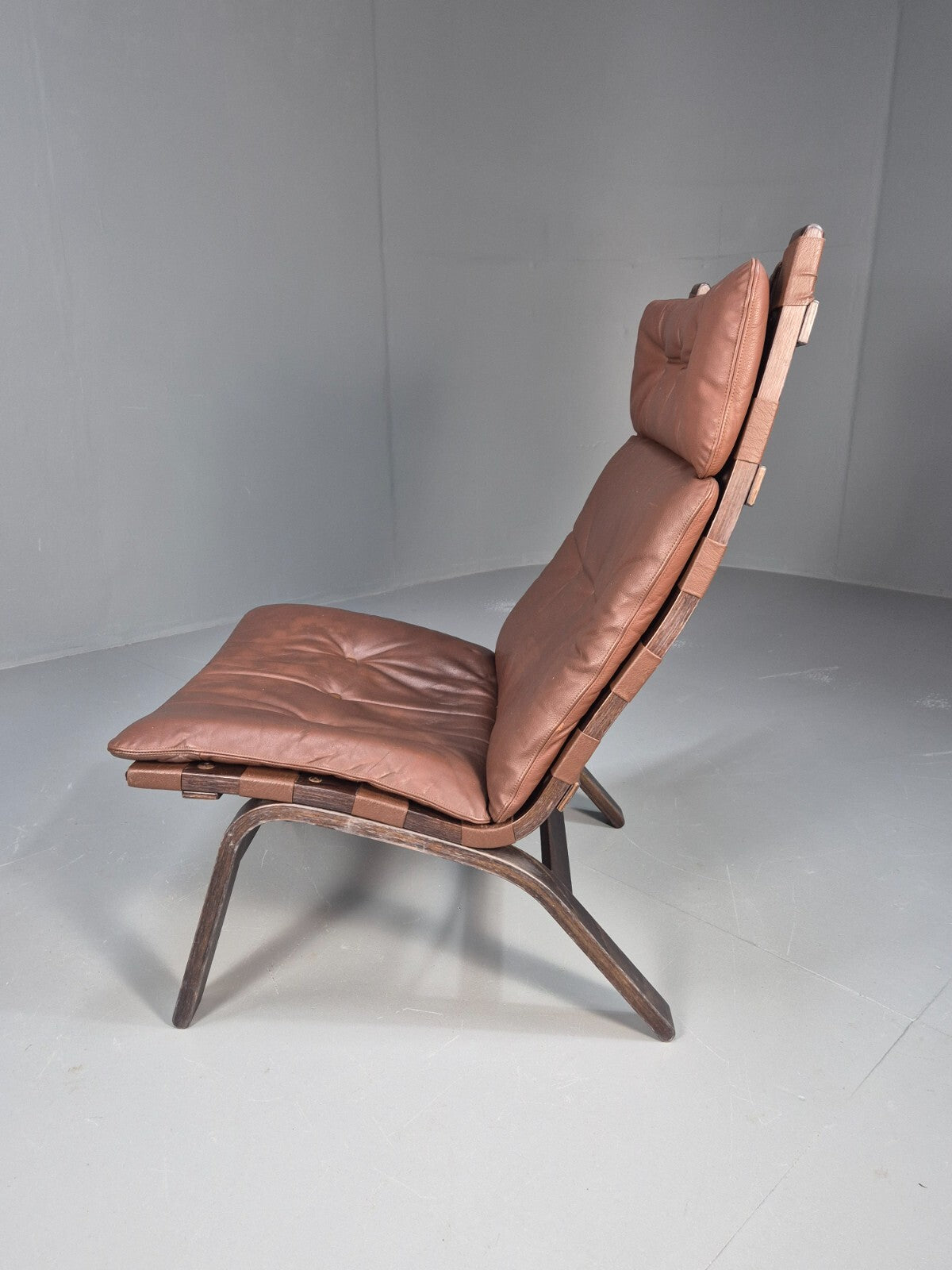Vintage Danish Lounge Chair Brown Leather Bentwood Farstrup Retro EB8885a MBEN - UKDK FURNITURE