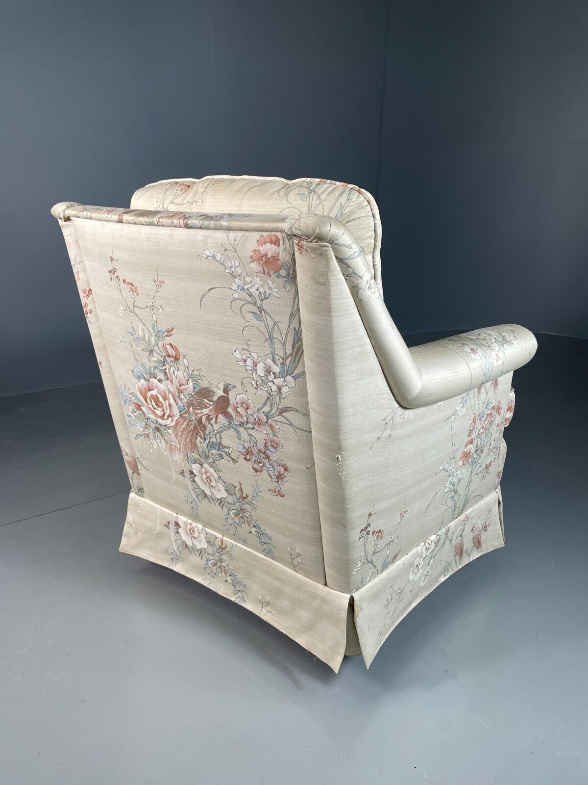 Vintage Danish Lounge Chair Floral Print Cotton 1970s Retro EB6605 VCLO - UKDK FURNITURE