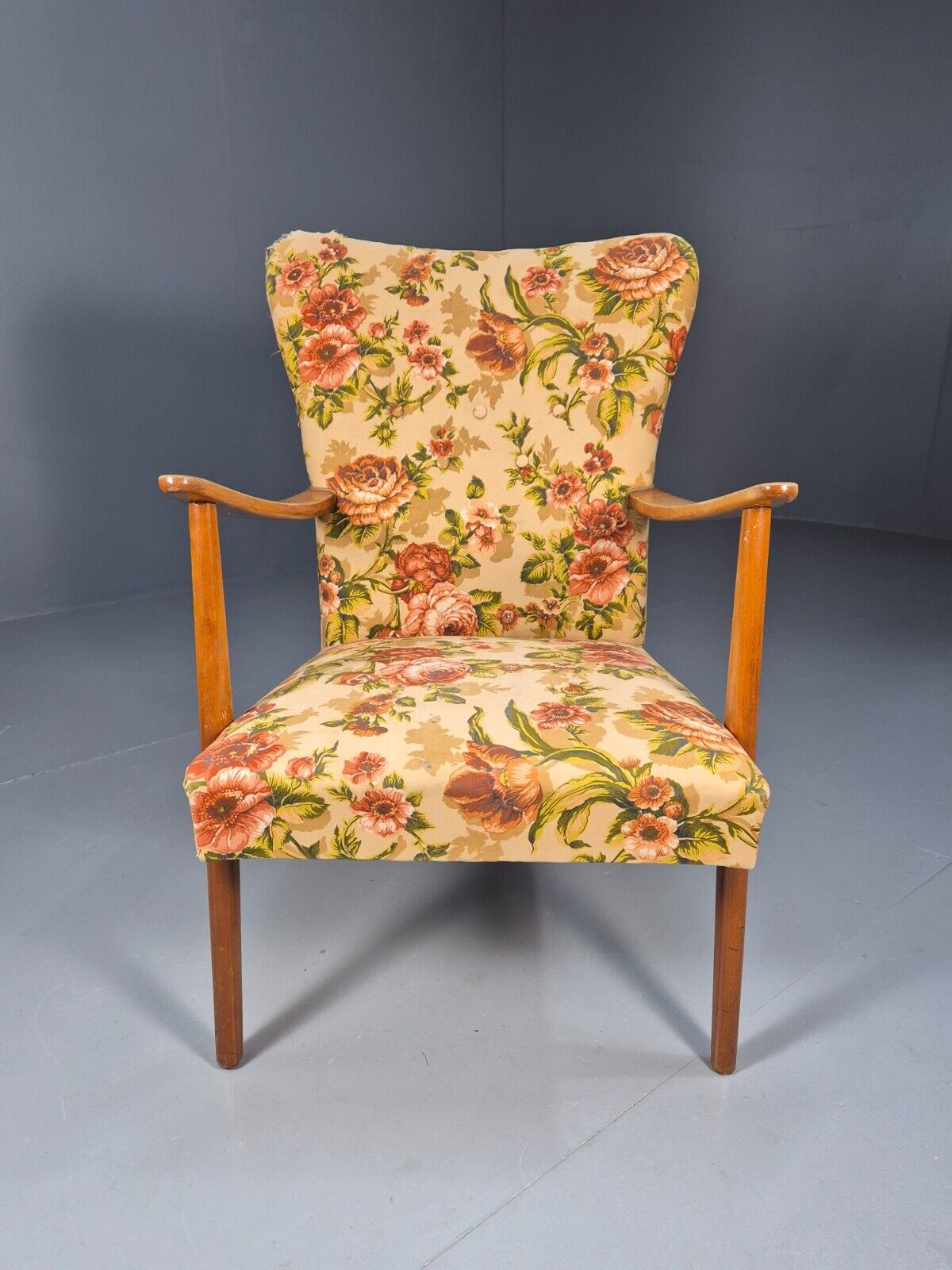 Vintage Danish Lounge Chair Reupholstery Project Beech Arm MCM Retro EB8917 MNOR - UKDK FURNITURE
