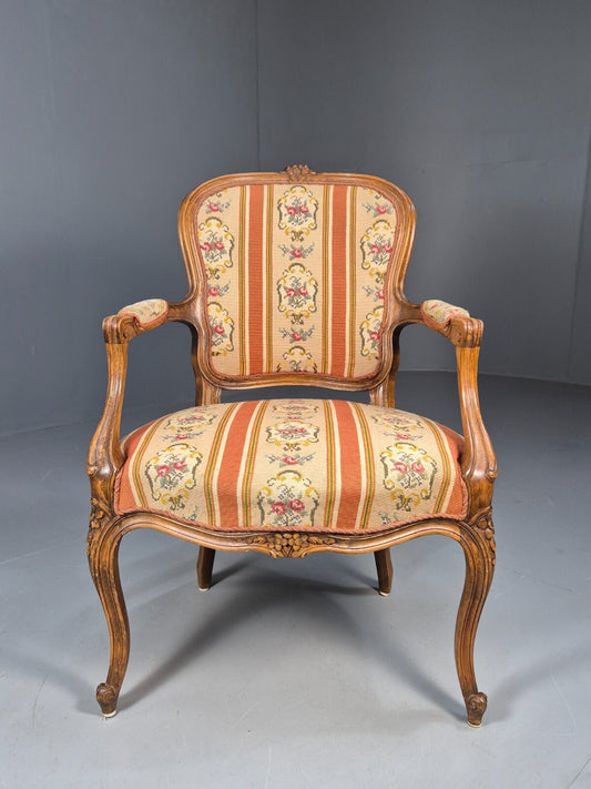 Vintage Danish Armchair in French Rococo Style Floral 1960s EB9618 VCAR - UKDK FURNITURE