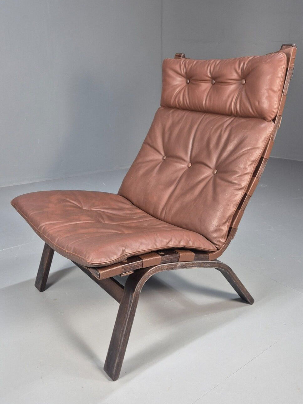 Vintage Danish Lounge Chair Brown Leather Bentwood Farstrup Retro EB8885a MBEN - UKDK FURNITURE