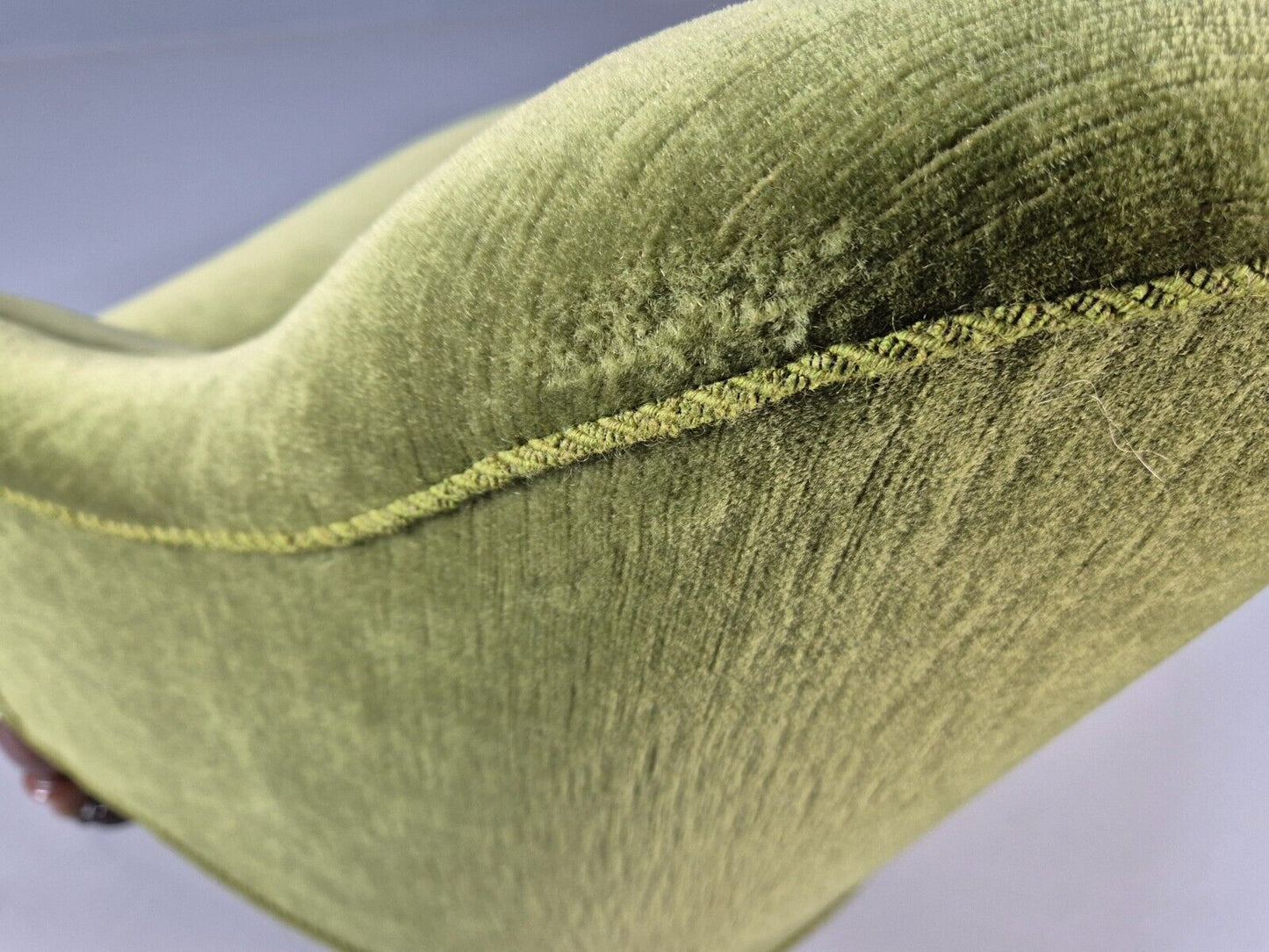 Vintage Danish Antique 2 Seat Sofa 1890s Green Velour Mahogany Legs EB9010 V2SS - UKDK FURNITURE