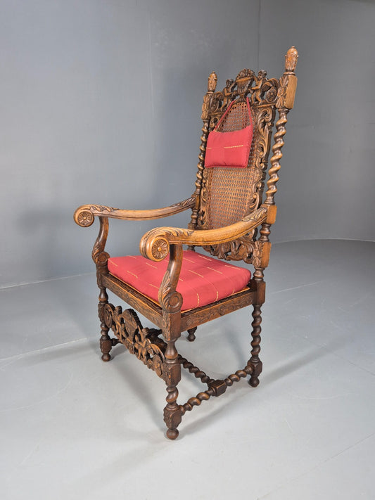 Vintage Danish Baroque Style Elbow Chair Barley Twist Bergere 20th C EB9035 VCAR - UKDK FURNITURE