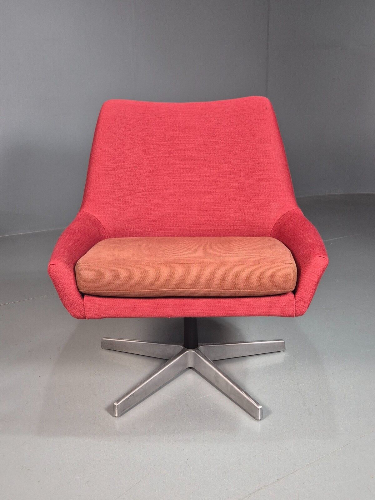 Vintage Swedish Swivel Chair Red Wool Ihreborn 1970s Retro EB7899 MSWI - UKDK FURNITURE