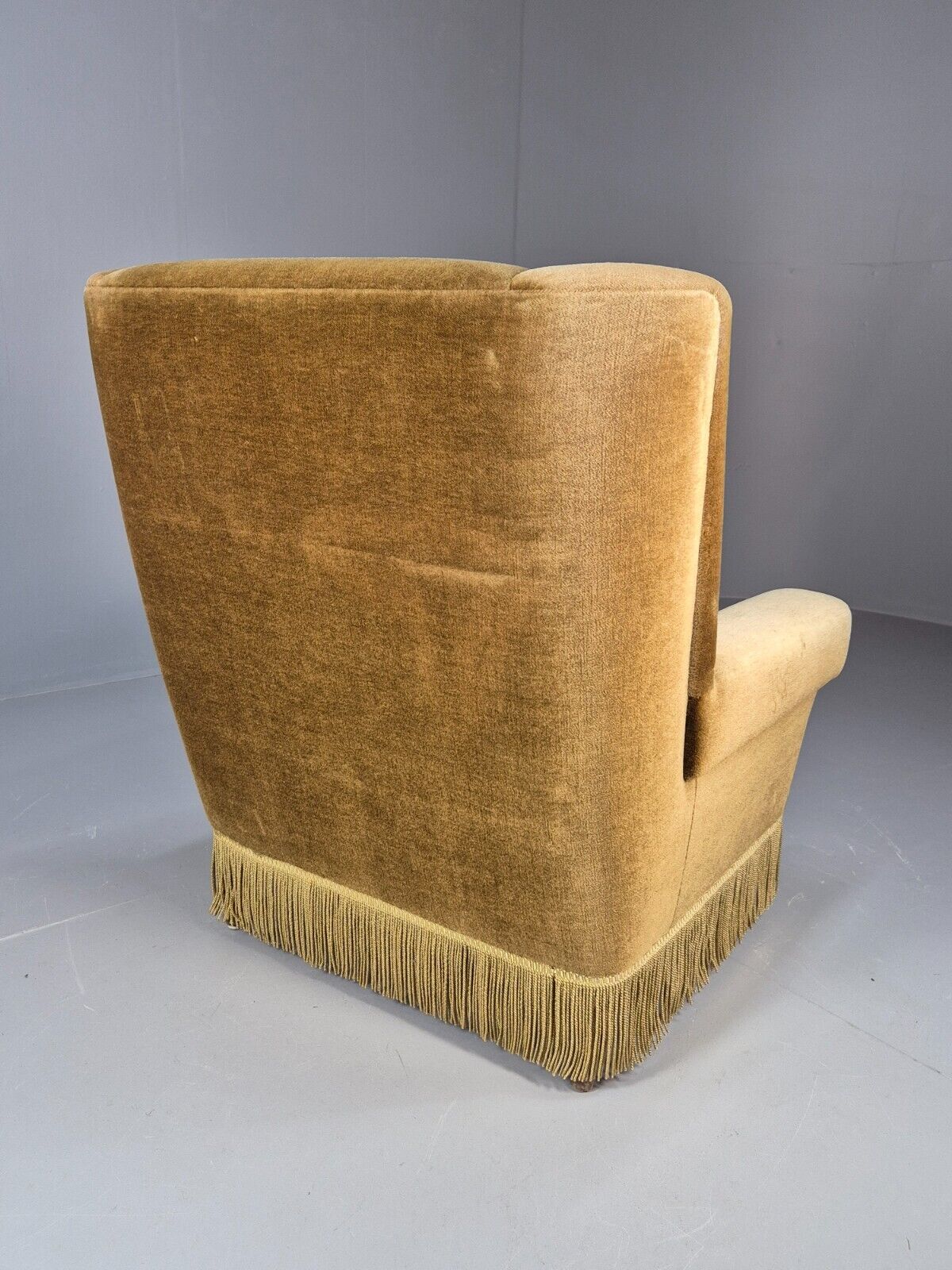Vintage Danish Mid Century Lounge Chair Green Velour and Tassels MCM EB9041 MNOR - UKDK FURNITURE