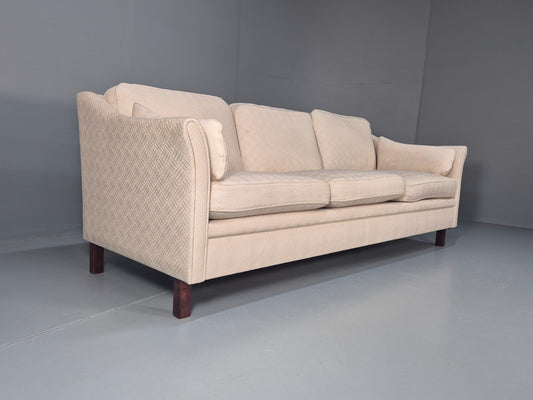 Vintage 3 Seater Sofa Retro Danish Cream Patterned Fabric EB10520 M2SS1