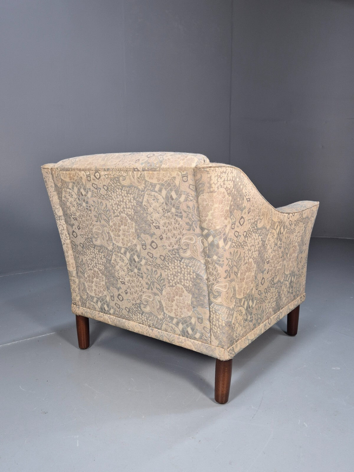 Vintage Danish Lounge Chair Abstract Floral 1980s Material Retro EB09600 MNOR - UKDK FURNITURE