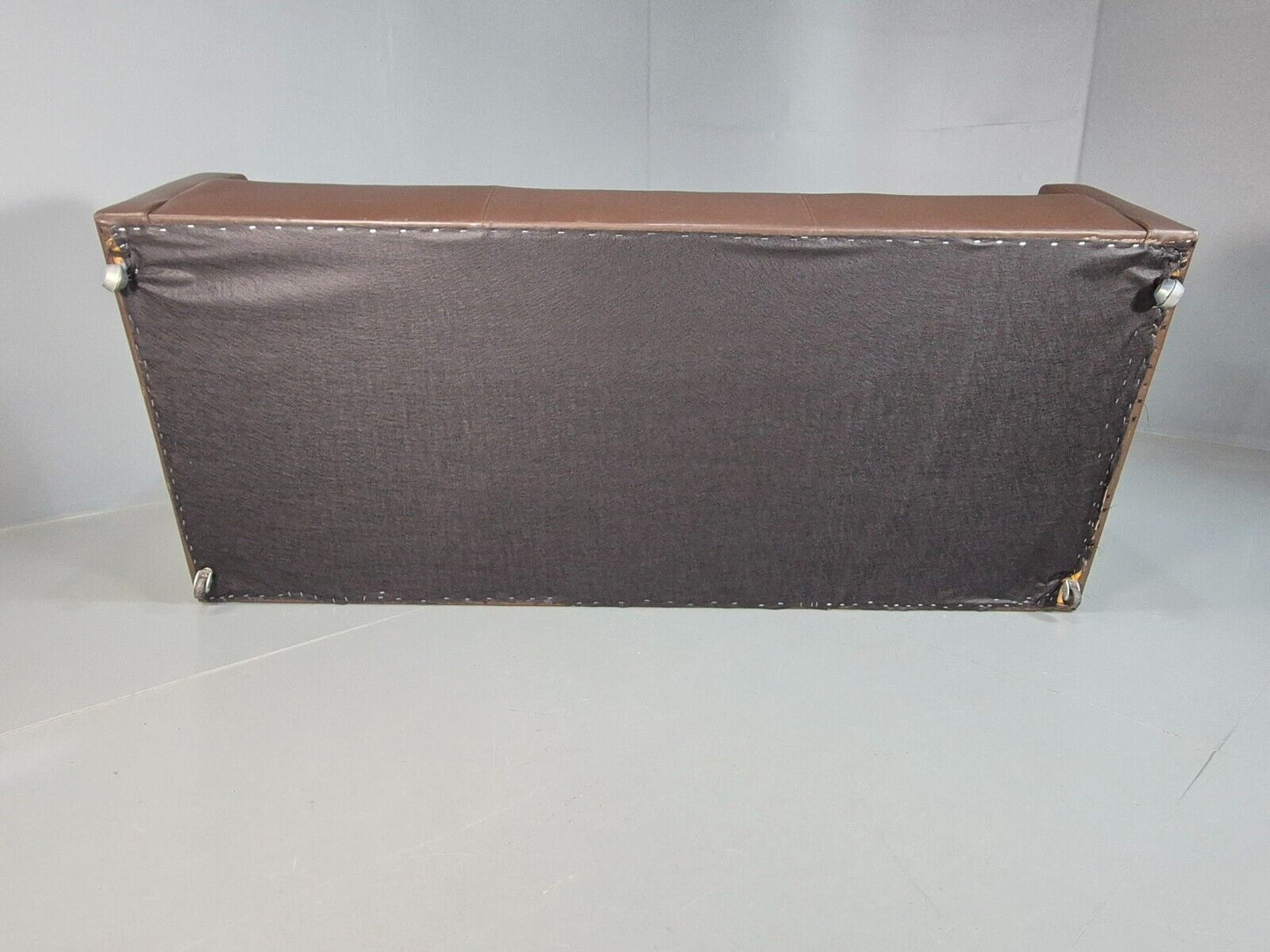 Vintage Danish 3 Seat Sofa Brown Leather Wing Back 1970s Retro MCM EB7977 M3SS - UKDK FURNITURE
