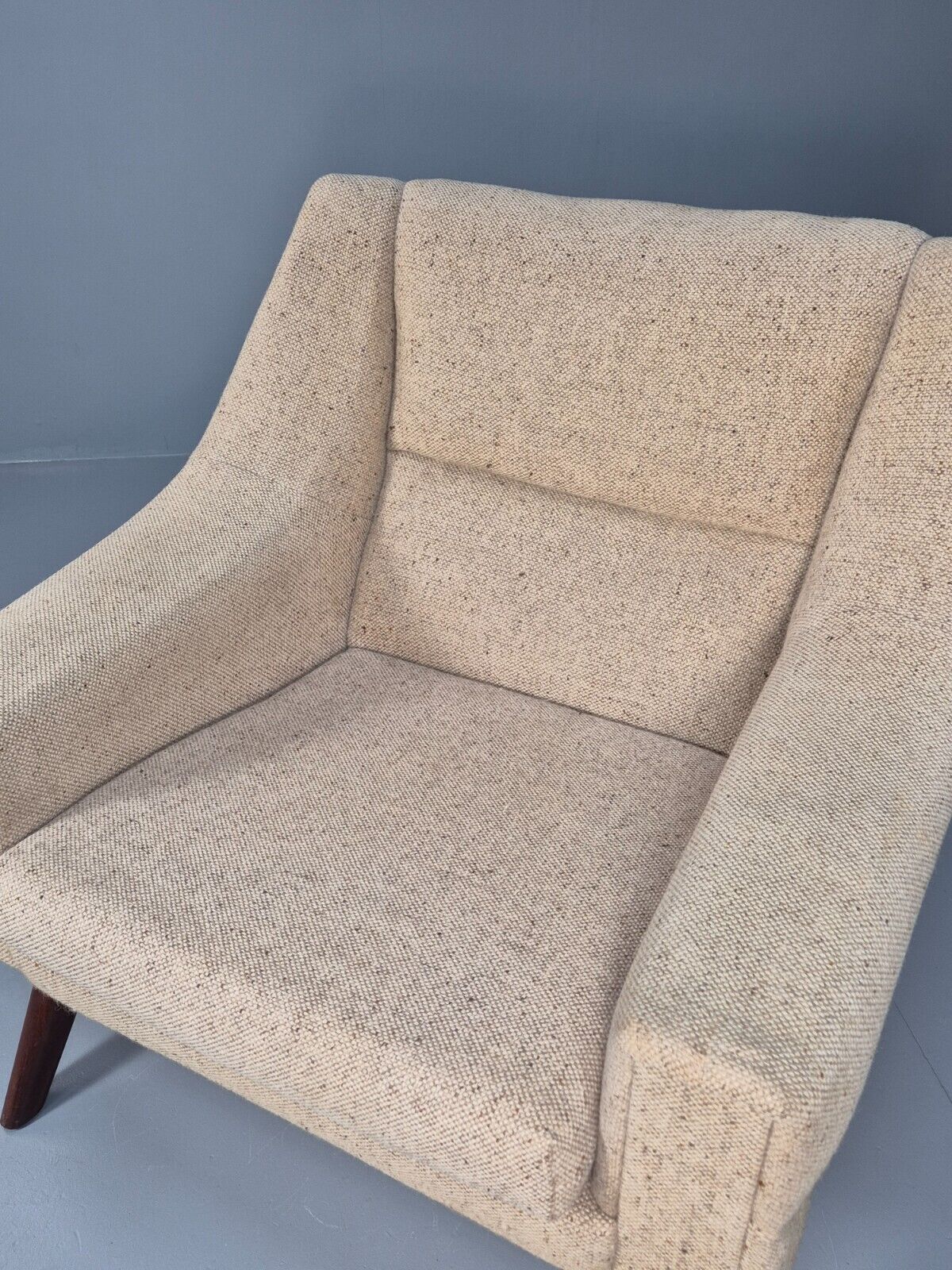 Midcentury Danish Arm Chair Oatmeal Wool Fabric Vintage Seating EB8880 MNOR - UKDK FURNITURE