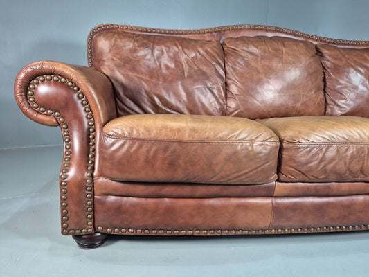 Vintage 3 Seat Sofa Brown Leather Traditional Club Style EB8313 VCHE - UKDK FURNITURE