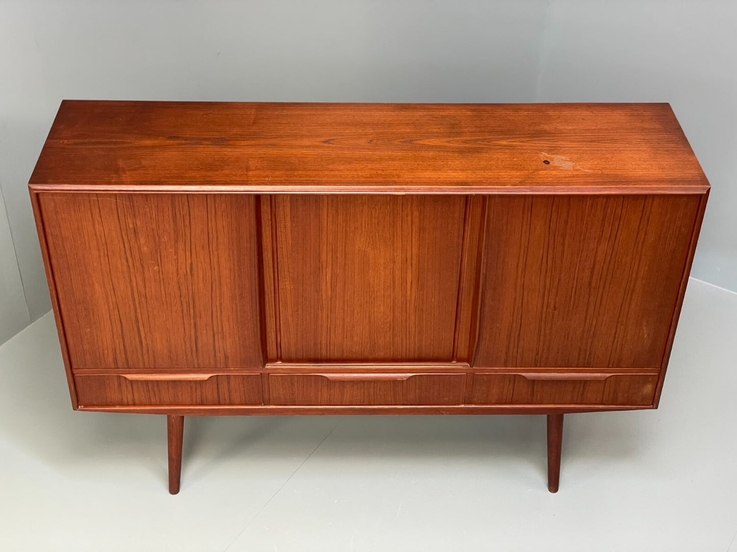 Vintage 1950s Danish Teak Highboard With Shelving Drawers EB8802 MWOO - UKDK FURNITURE