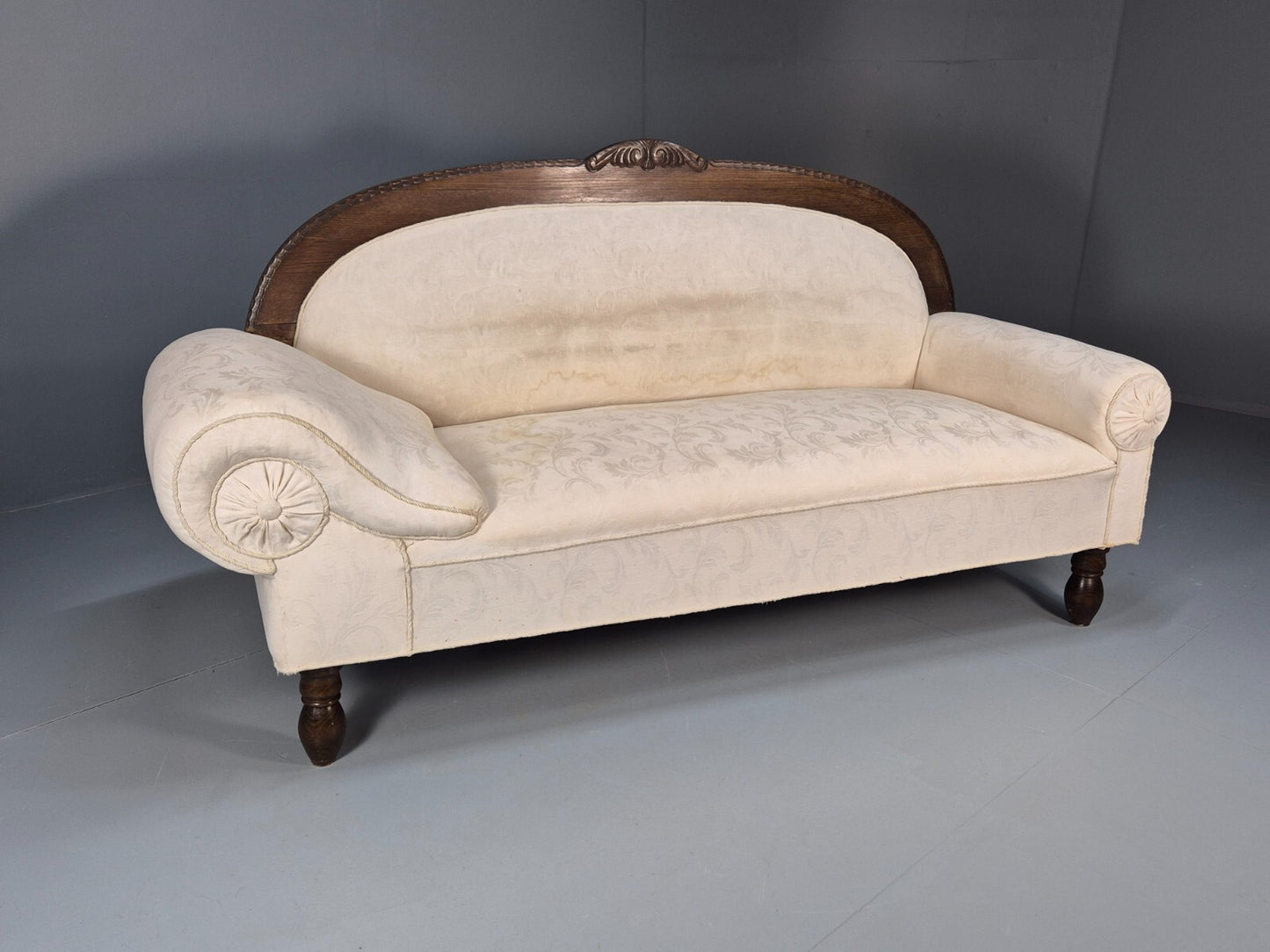 Antique Art Deco Danish Chaise Lounge Off White Mahogany Frame 1930s EB9623 VCHA - UKDK FURNITURE