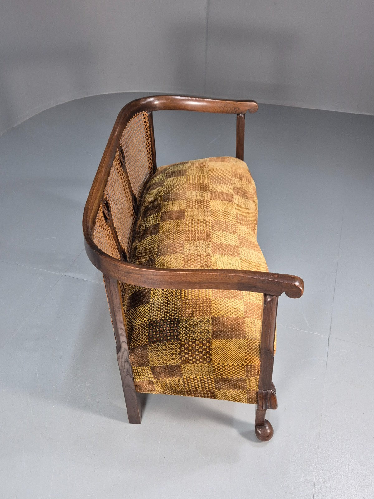 Art Deco Era Settee Two Seater Oak Frame `Bergere Back 1920s EB10692 VBER11