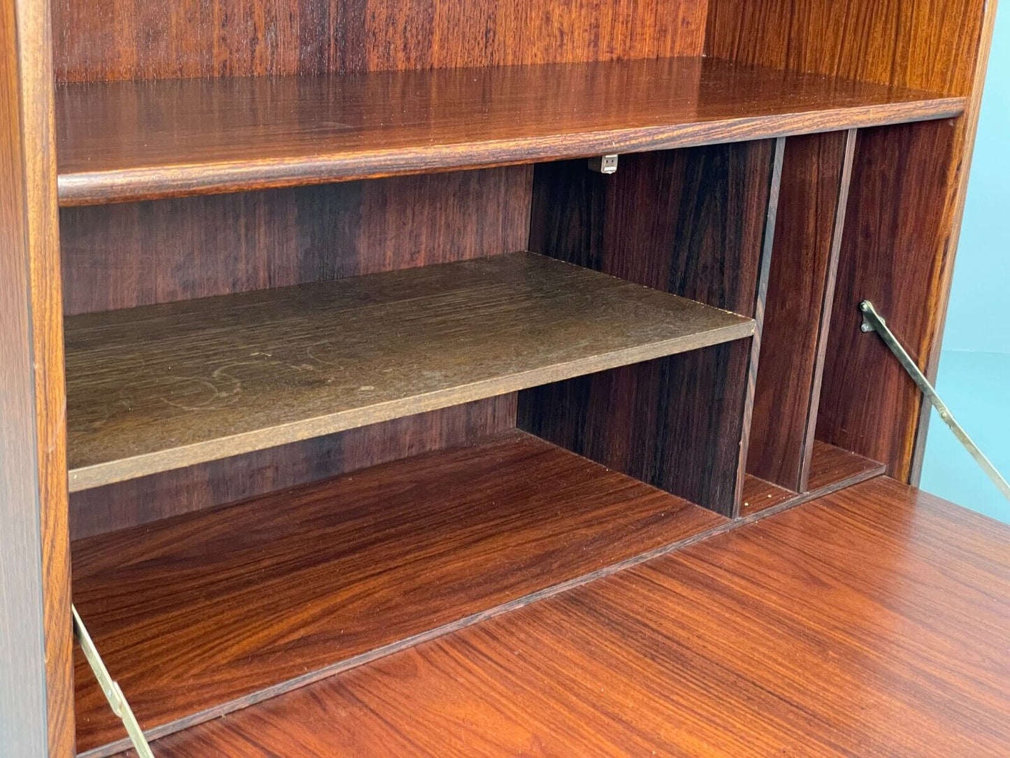 Vintage Danish Bookcase Shelving Unit With Drop Door Drinks Cabinet EB8815 MWOO - UKDK FURNITURE