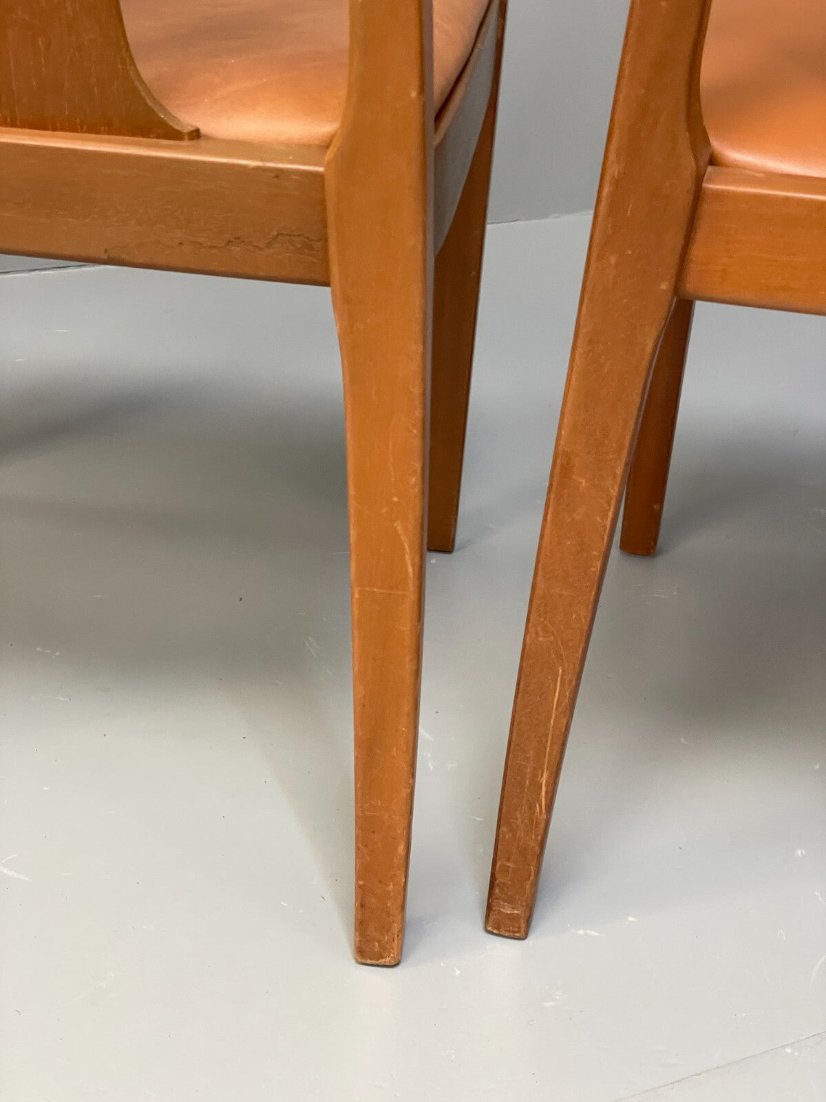 Vintage Nathan Tan Dining Chairs Set Of 4 Vinyl Mahogany 1970s EB9728 MDIN - UKDK FURNITURE
