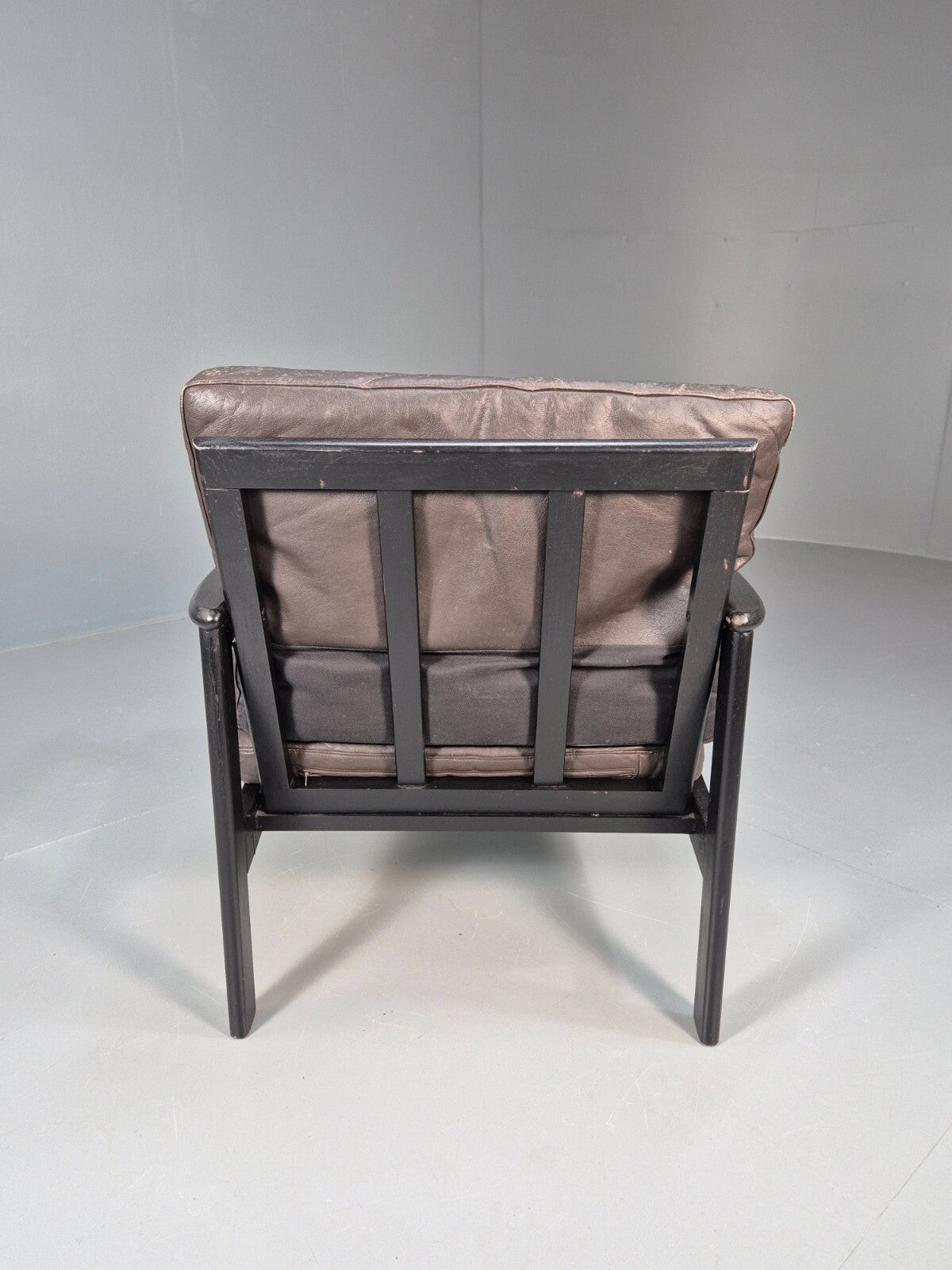 Vintage Danish Lounge Chair Brown Leather Beech Frame 1960s Retro EB8965 MNOR - UKDK FURNITURE