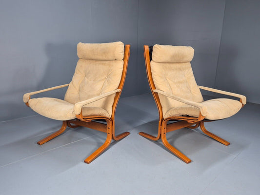2 Vintage Ingmar Relling Siesta Chairs In Beige Suede REtro MCM EB9050 VCHA - UKDK FURNITURE