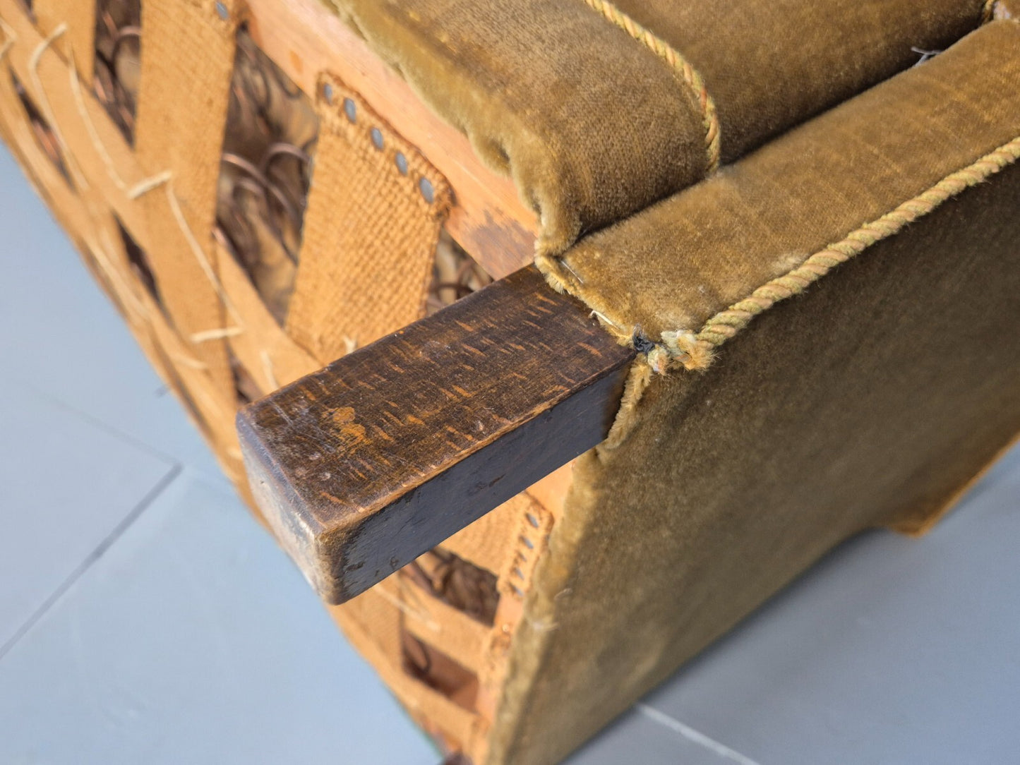 Vintage Gold Art Deco 2 Seat Sofa Danish 1930s High Sided Boxy Style EB9615 V2SS - UKDK FURNITURE